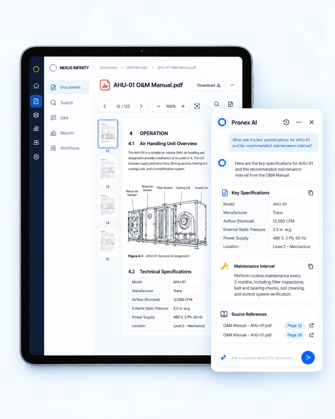 Document intelligence analysis and extraction interface