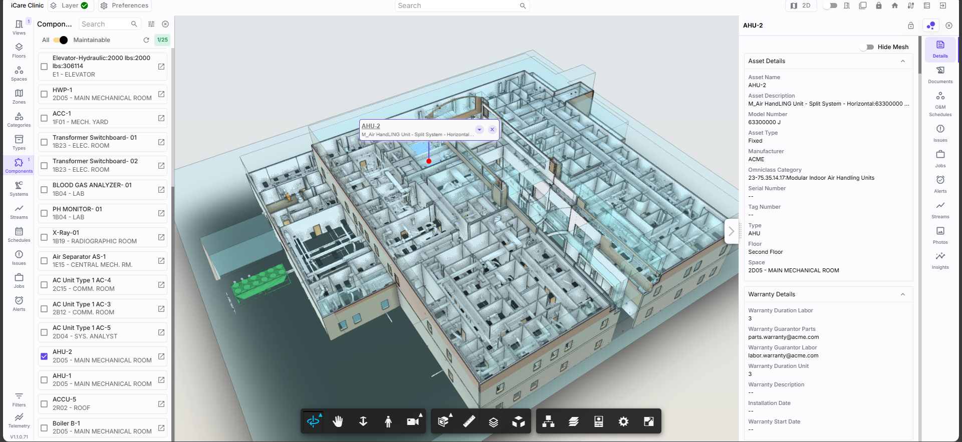 Nex Vision 3D Facility Viewer Interface